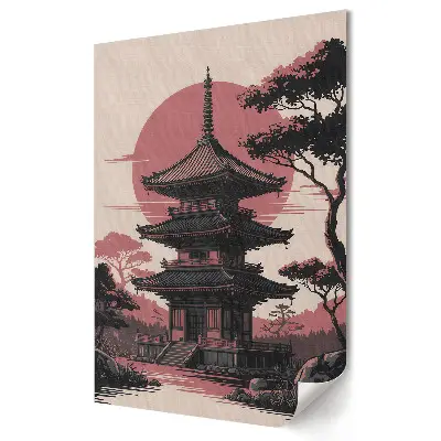 Tablou canvas cu pagodă japoneză la apus