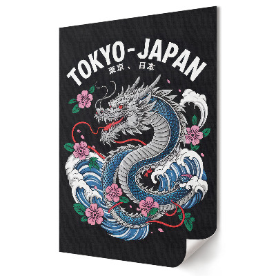 Poster de perete Dragon și flori în Tokyo