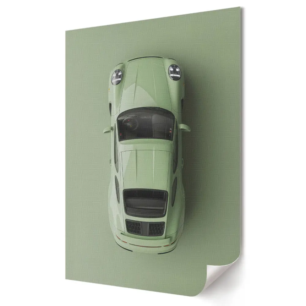 Poster decorativ cu mașină sport verde văzută de sus
