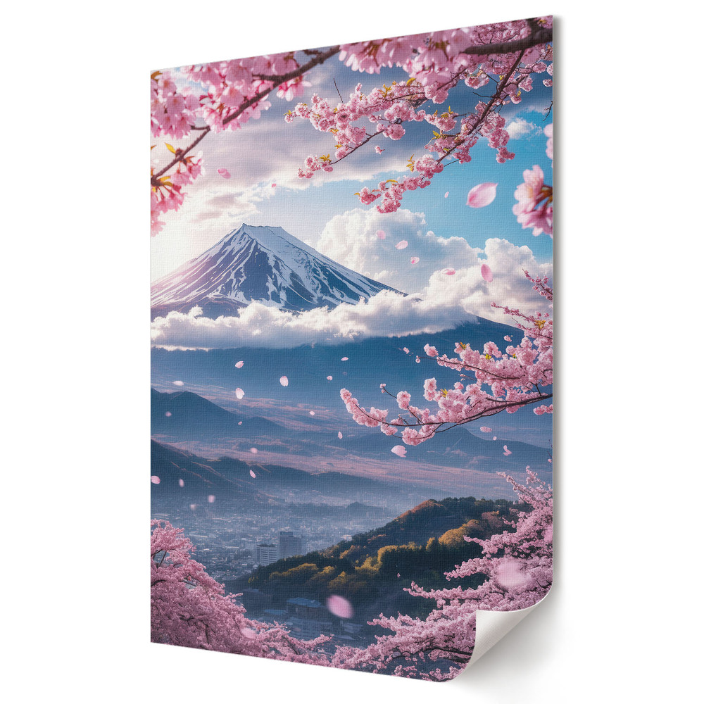Poster decorativ Flori de primăvară sub Muntele Fuji