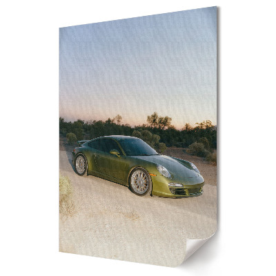 Poster decorativ Porsche verde pe fundalul unui deșert