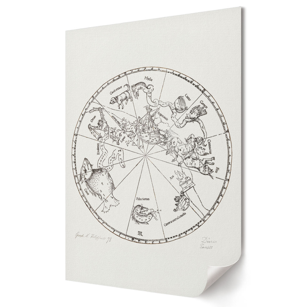 Poster decorativ Harta constelațiilor și a semnelor zodiacale