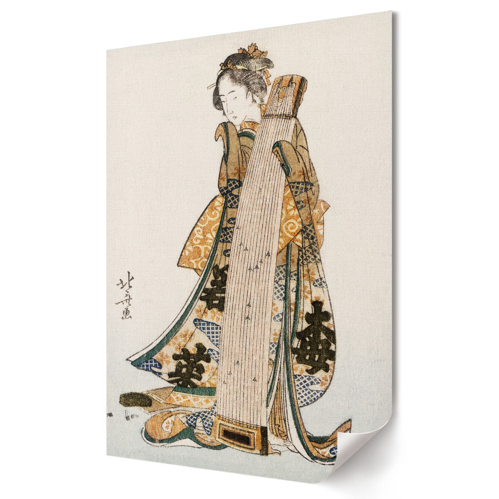 Poster de perete Artist tradițional japonez cu un instrument
