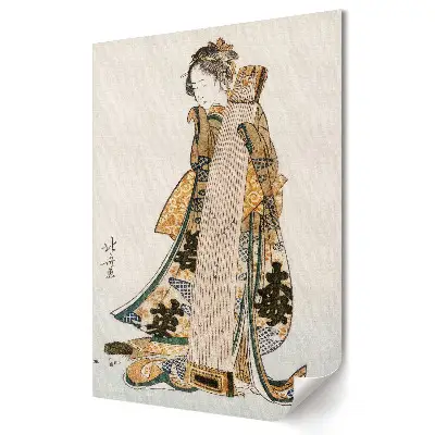 Poster de perete cu artist tradițional japonez cântând la un instrument