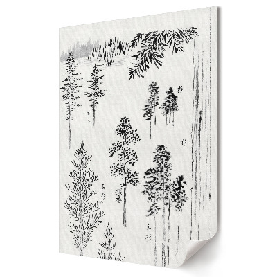Grafică murală pe pânză Peisaj forestier minimalist în negru