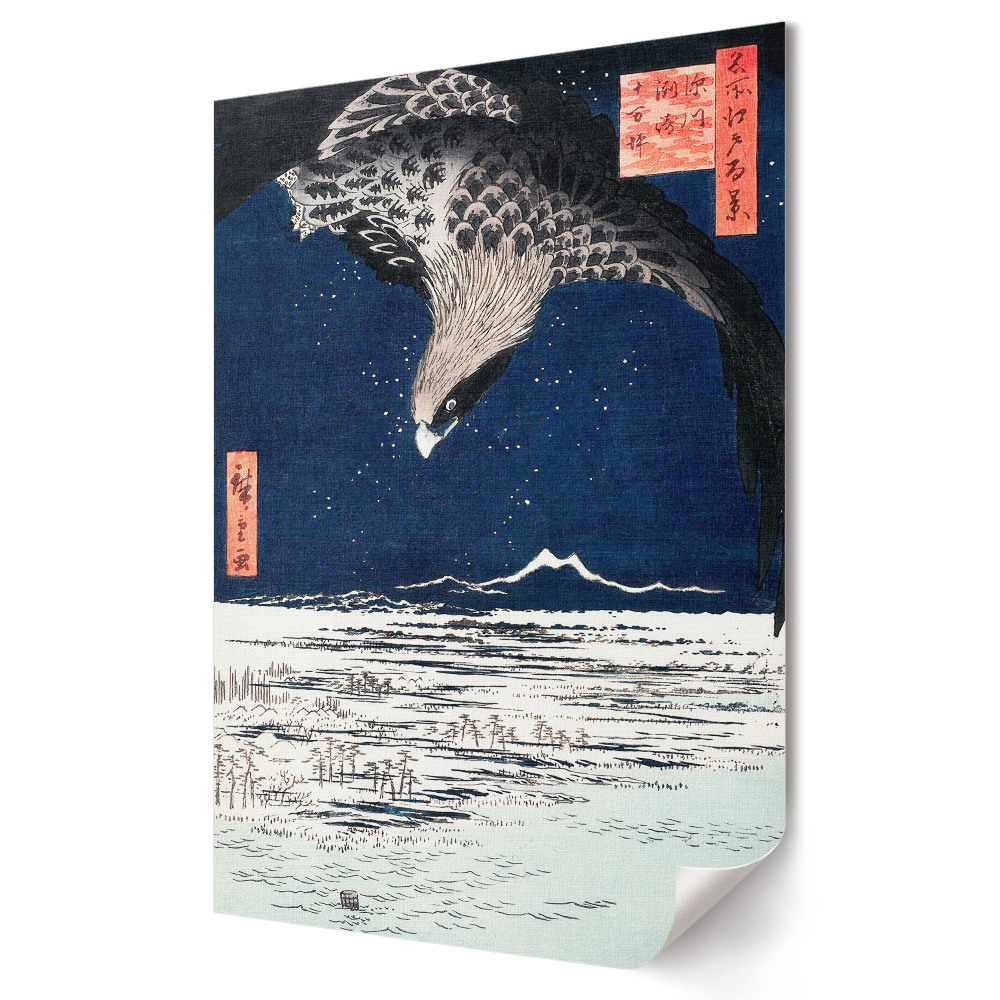 Poster de perete Vultur în peisajul nocturn al Japoniei