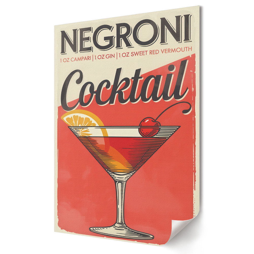 Grafică murală pe pânză Un cocktail Negroni clasic retro