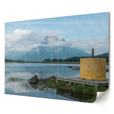 Poster stilat pentru living Un lac liniștit cu un fundal muntos