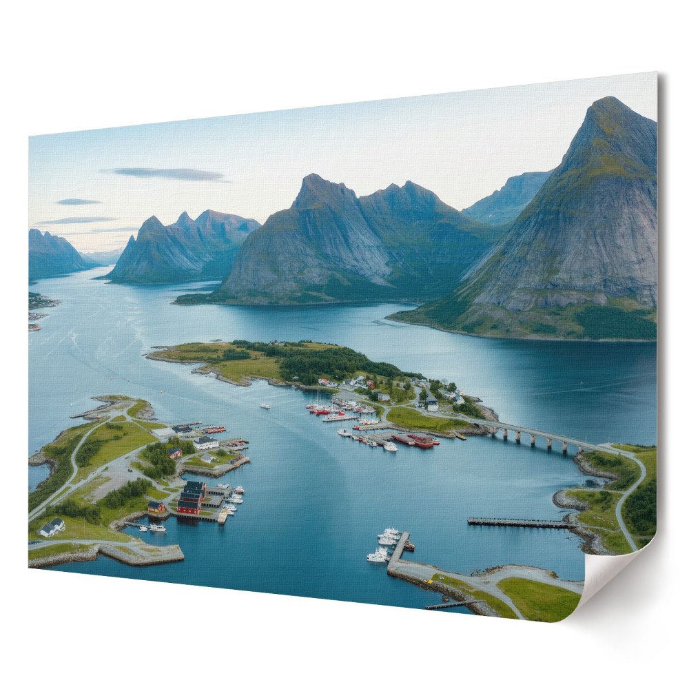 Poster de perete elegant Vedere pitorească a fiordurilor din Norvegia