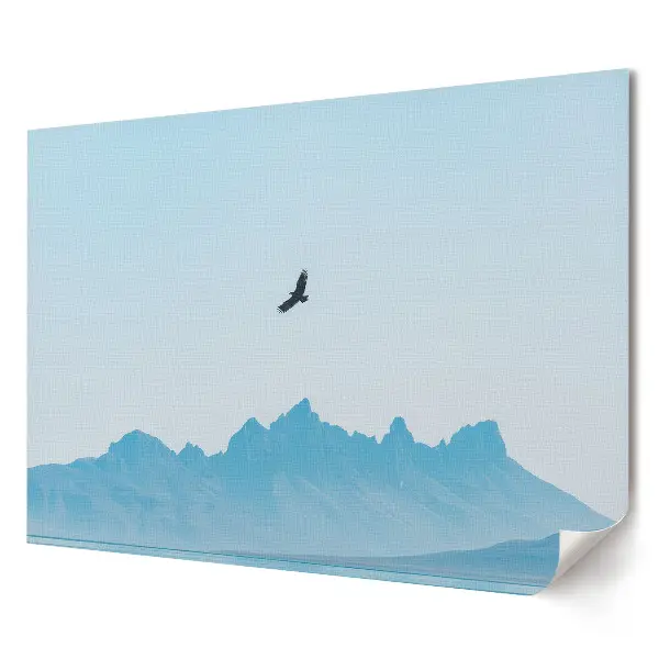 Poster stilizat cu vultur și peisaj montan pentru living