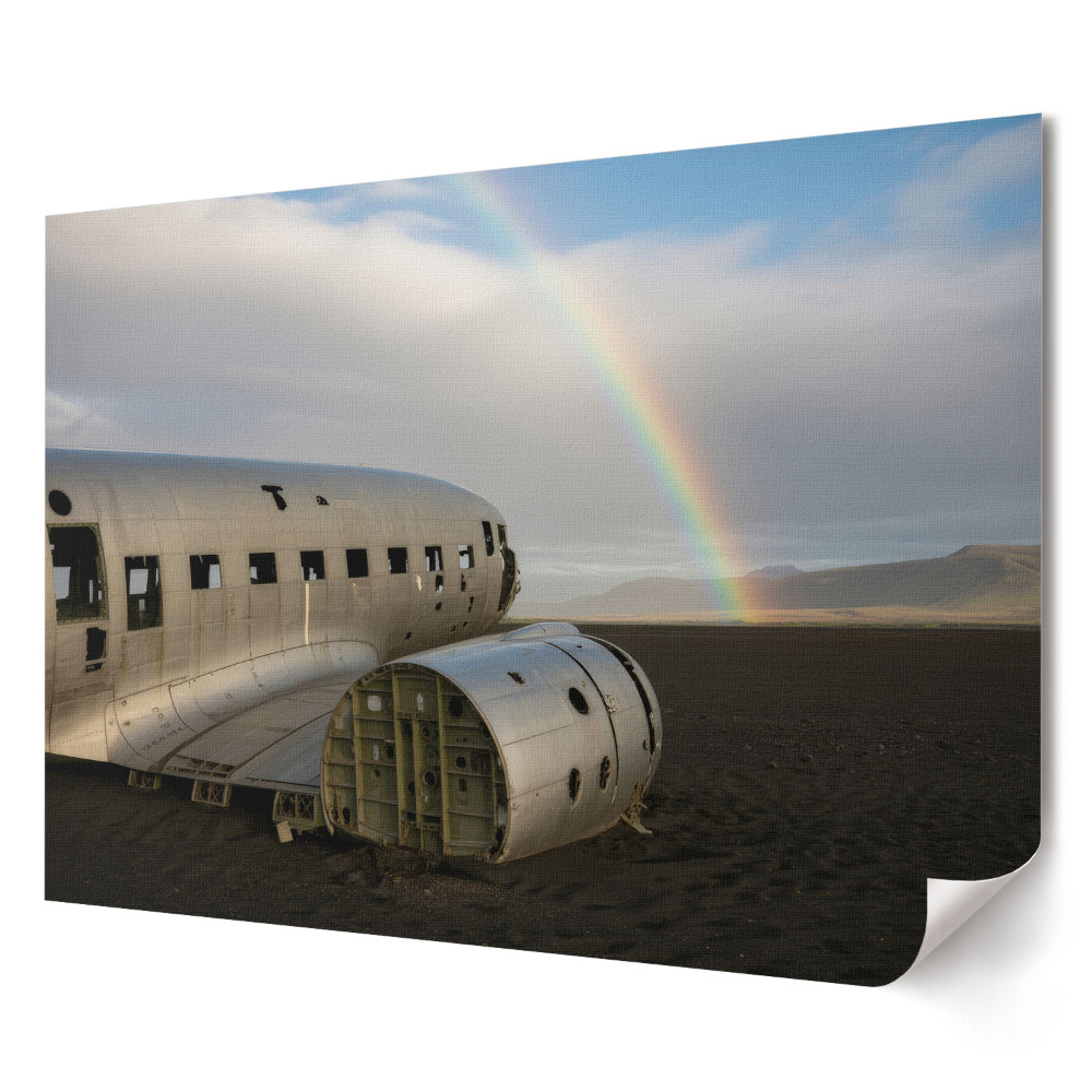 Tablou canvas modern Un avion distrus sub un curcubeu
