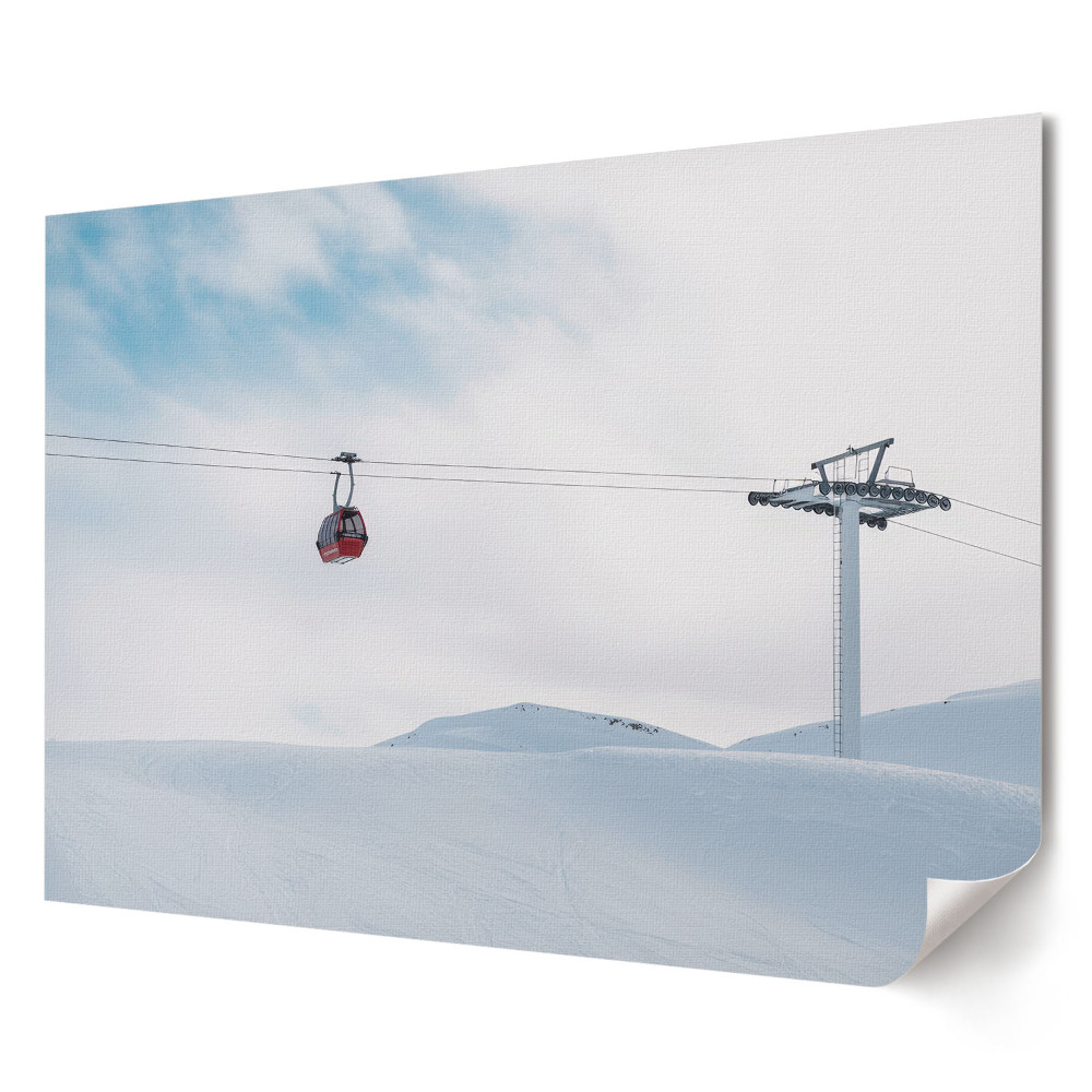 Poster stilat pentru living Telecabină într-un peisaj de iarnă