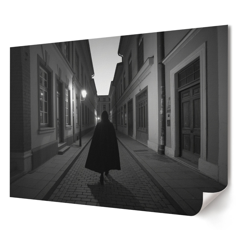 Tablou canvas modern O figură neagră pe o stradă nocturnă