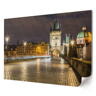 Tablou canvas modern Praga noaptea lângă Podul Carol