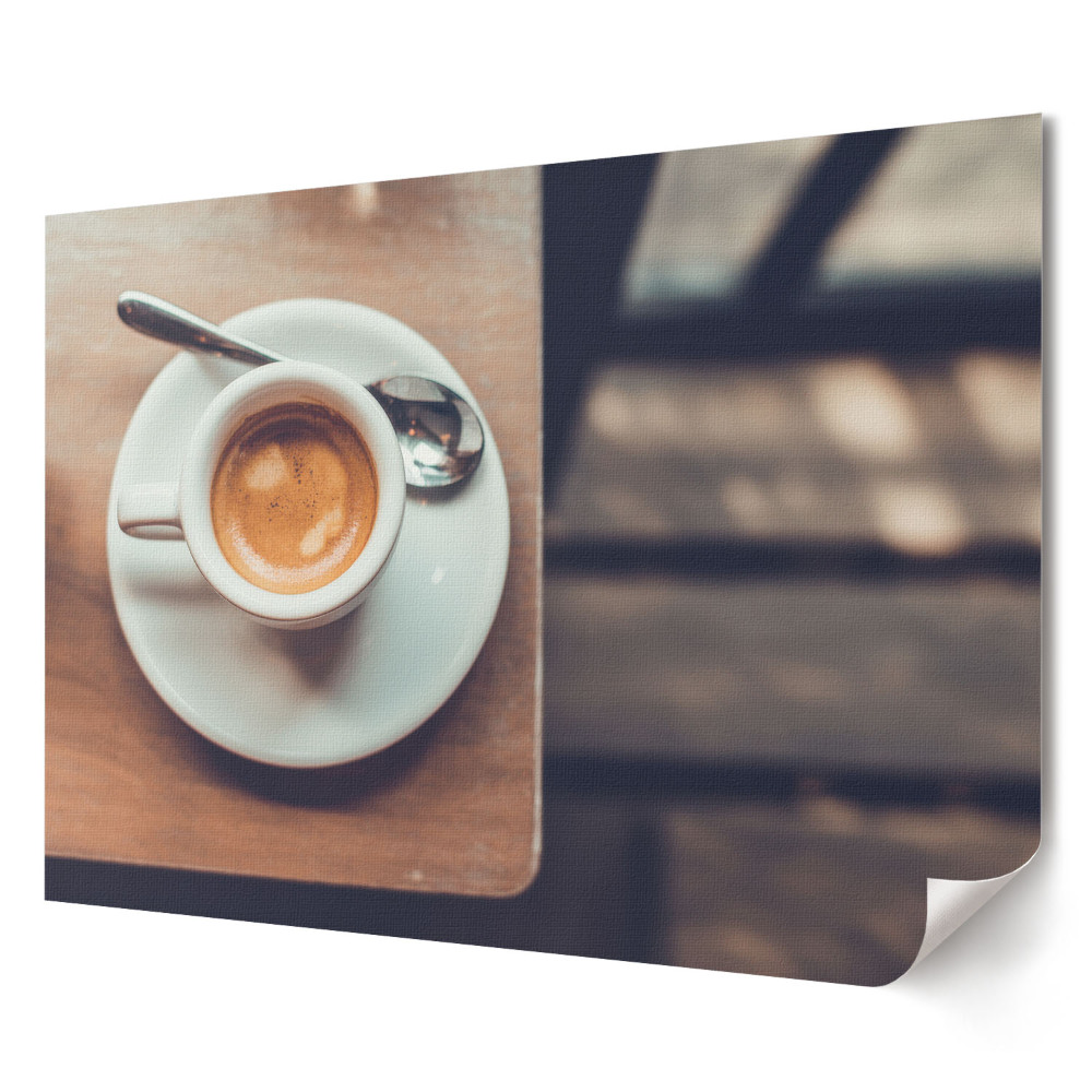 Poster stilat pentru living Cafea de dimineață pe o masă de lemn