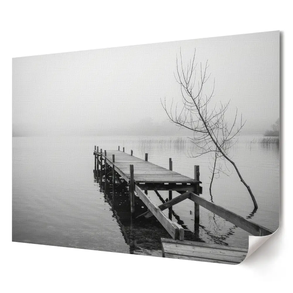 Poster de perete elegant reprezentând un paradis cețos pe un lac liniștit