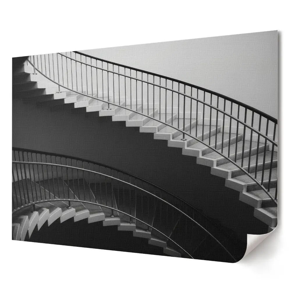 Poster minimalist pentru living cu scară spiralată monocromă