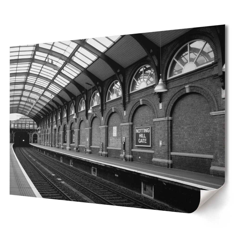 Poster de perete elegant Stația de metrou Notting Hill Gate în alb și negru