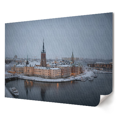 Poster stilat pentru living Vedere de iarnă a orașului Stockholm