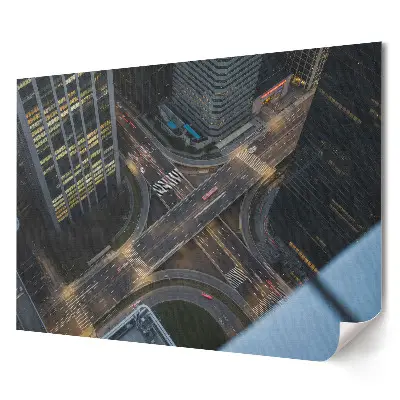 Poster de perete elegant cu vedere la o intersecție aglomerată din oraș