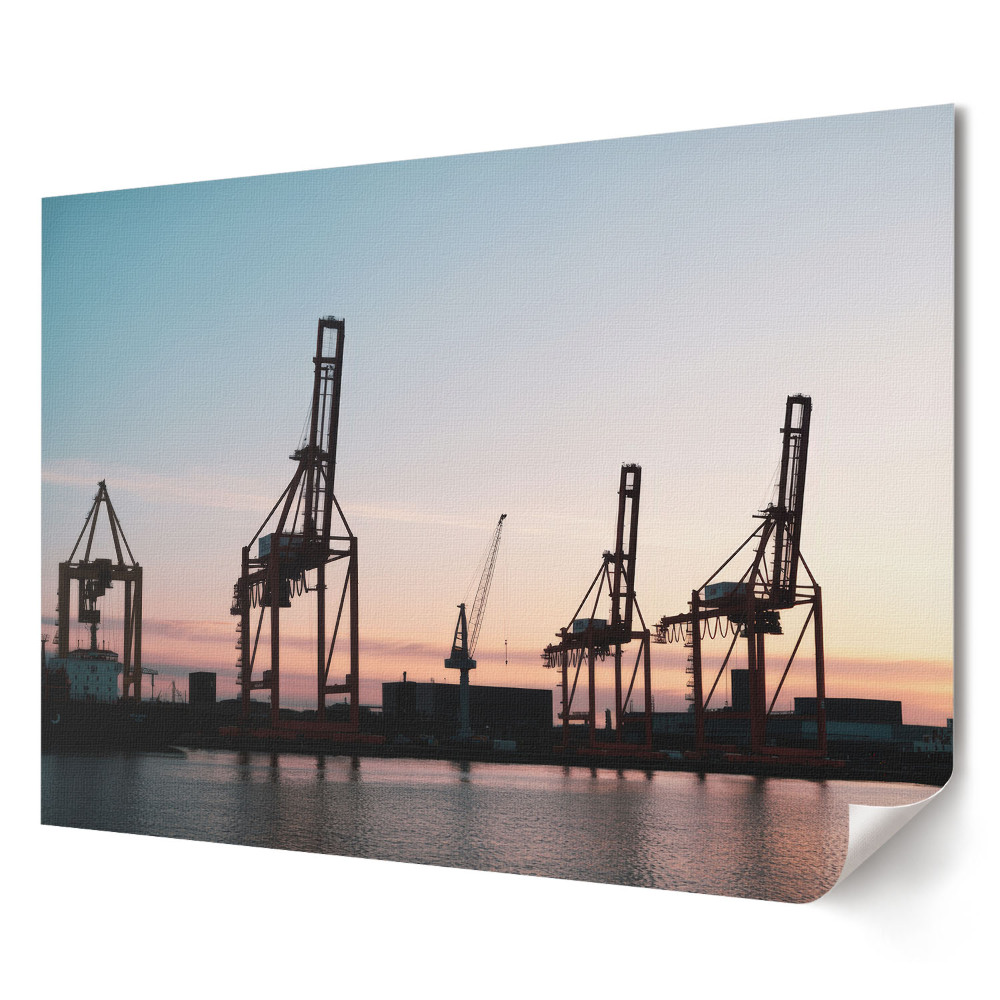 Poster stilat pentru living Macarale portuare la apus