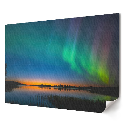 Tablou canvas modern Aurora boreală peste un lac liniștit