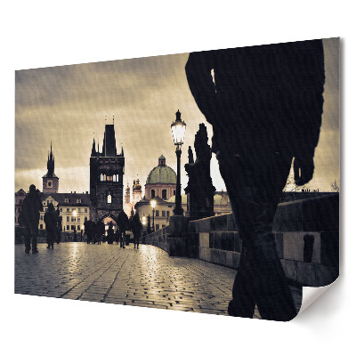 Poster de perete elegant Apus de soare peste Praga în ploaie