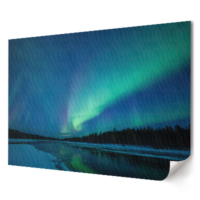 Poster stilat pentru living Aurora boreală peste un peisaj de iarnă