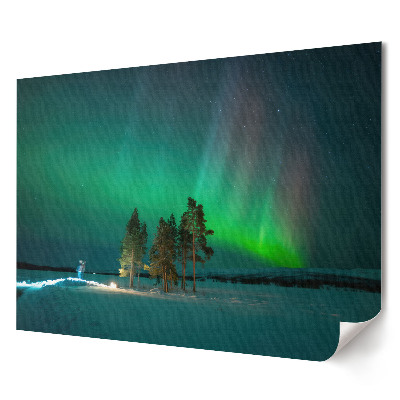 Tablou canvas modern Aurora boreală peste un peisaj de iarnă