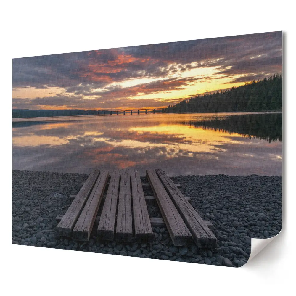 Tablou canvas modern cu apus de soare pe un lac liniștit