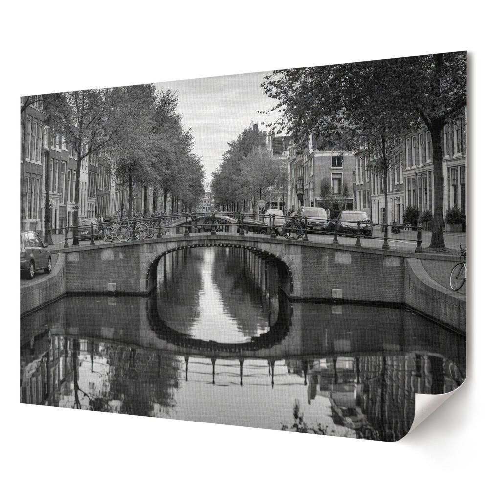 Poster de perete elegant Tăcerea în Amsterdamul alb-negru