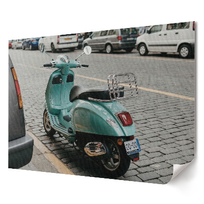 Poster stilat pentru living Scuter verde în parcarea orașului