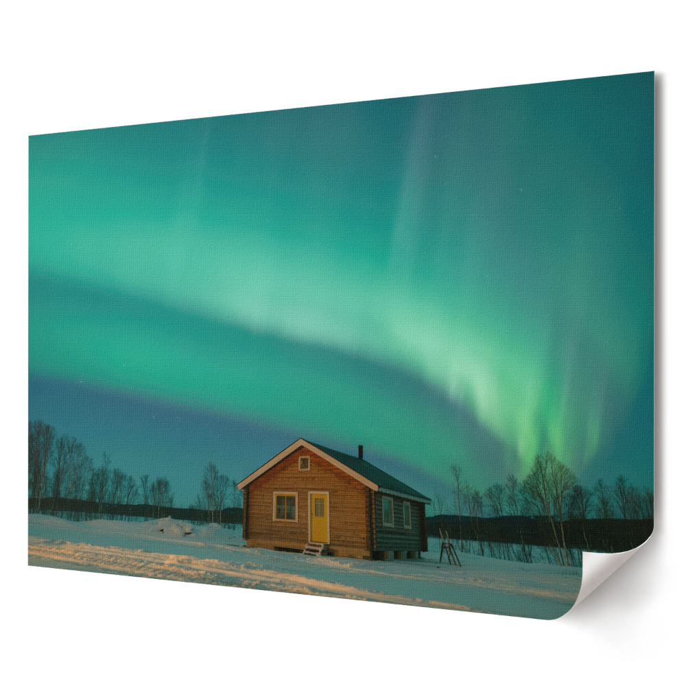 Tablou canvas modern Peisaj de iarnă cu aurora boreală