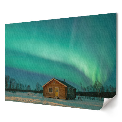 Tablou canvas modern Peisaj de iarnă cu aurora boreală
