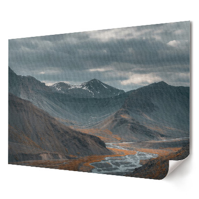 Tablou canvas modern Peisaj montan cu un râu și nori