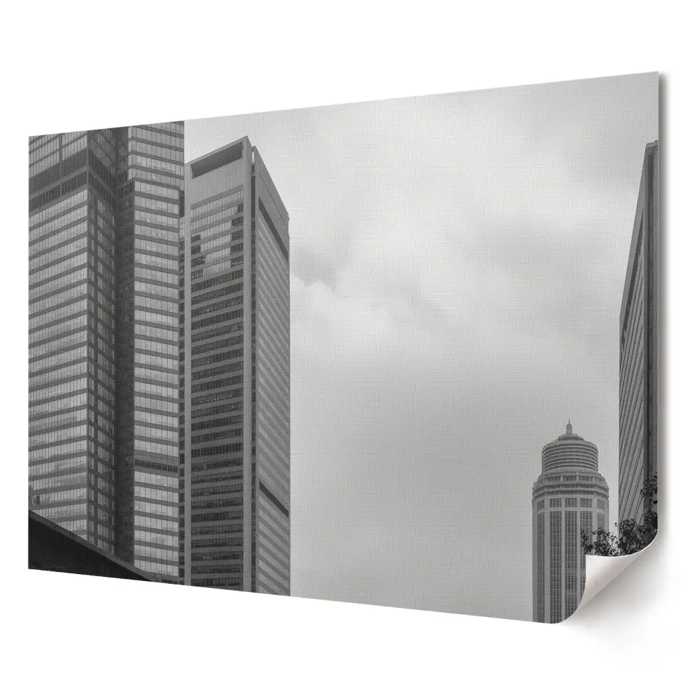 Poster pentru living cu arhitectură modernă în tonuri monocromatice