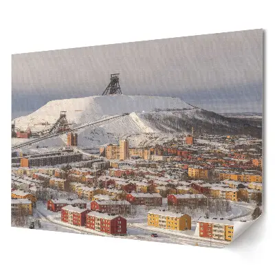 Tablou canvas modern cu peisaj de iarnă într-un oraș minier