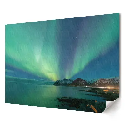 Poster de perete cu aurora boreală deasupra unei mări calme
