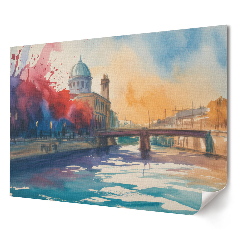 Tablou canvas modern Vedere pitorească asupra râului și a orașului