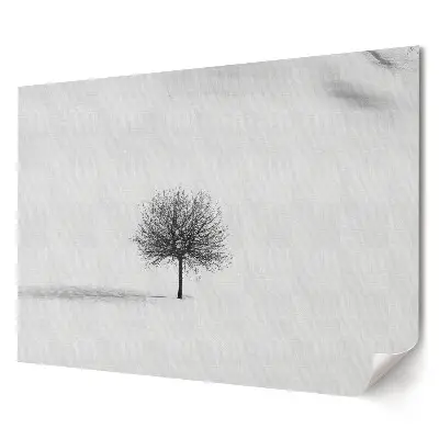 Tablou canvas modern cu copac solitar în peisaj de iarnă