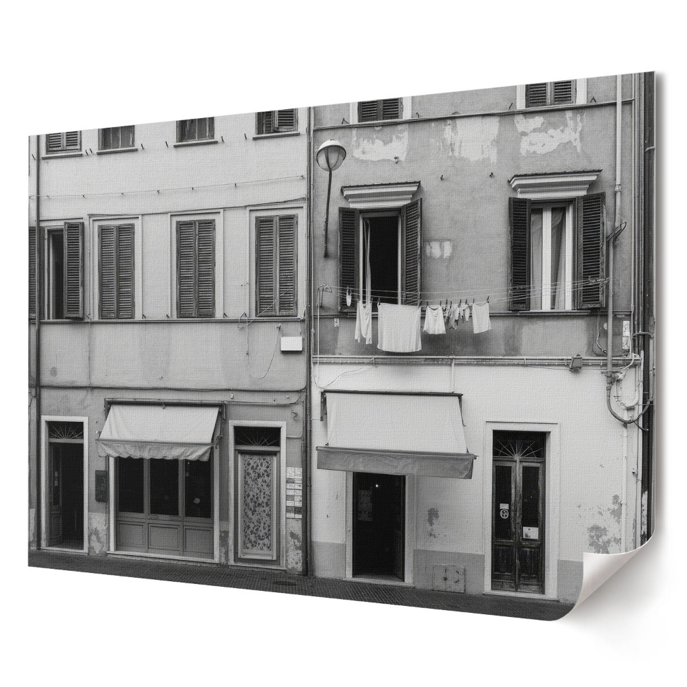 Poster stilat pentru living Farmecul vechilor case de locuit italiene în monocromie