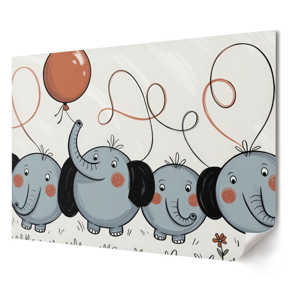Poster de perete elegant Paradă de elefanți cu balon în mână