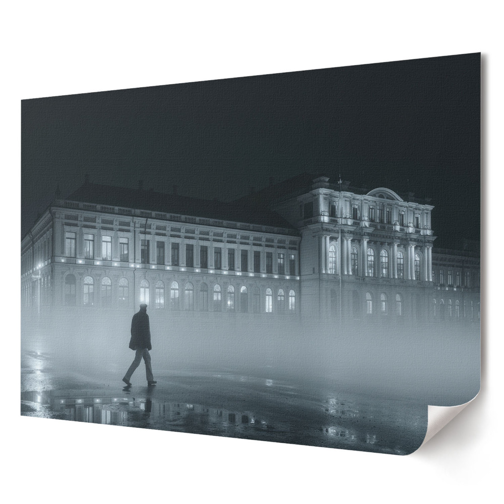 Poster stilat pentru living O seară rece într-un oraș încețoșat