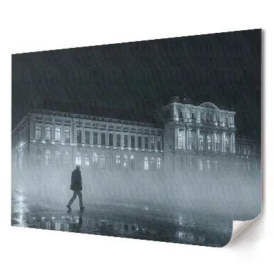 Poster pentru living O seară rece într-un oraș încețoșat