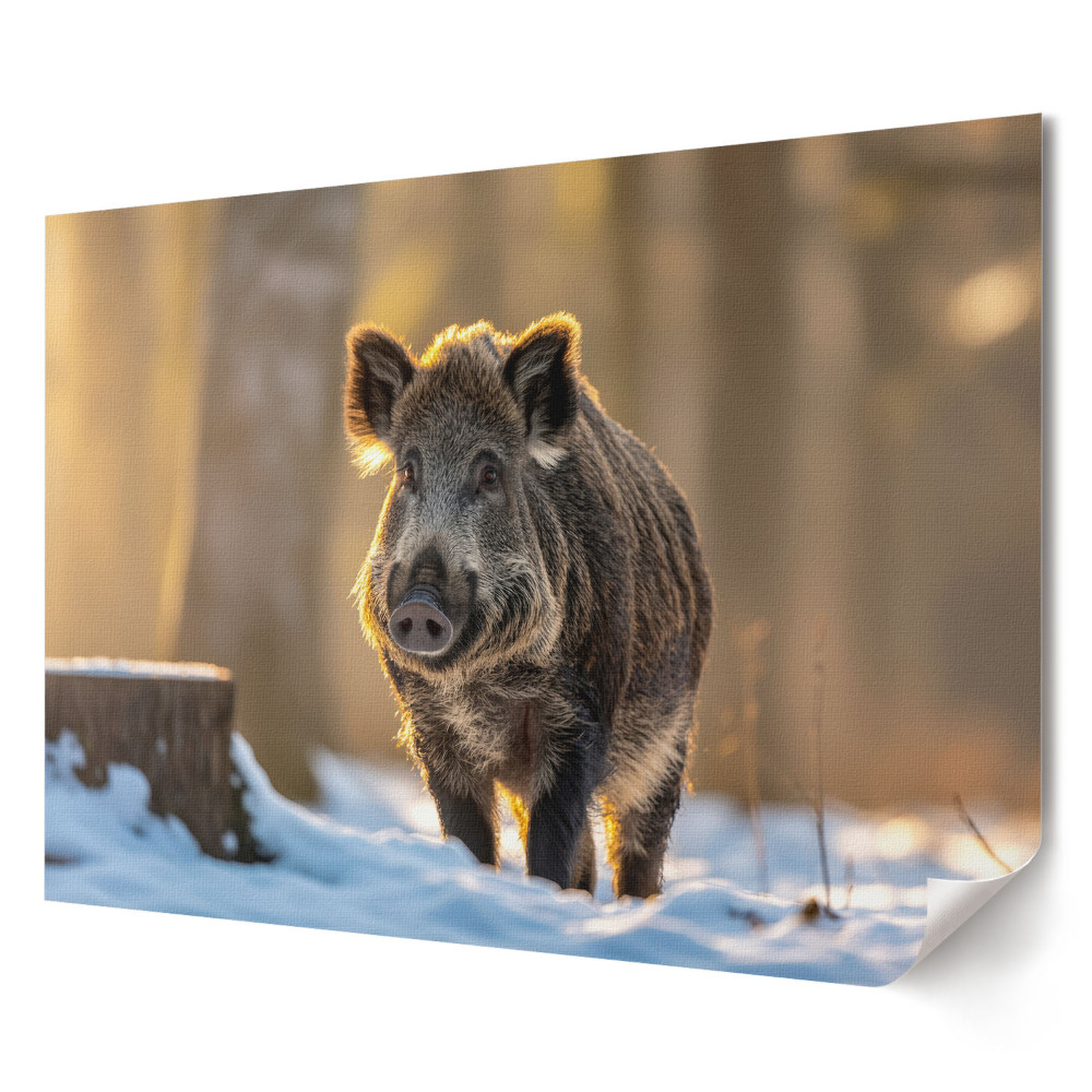 Tablou canvas modern Porc sălbatic în pădurea de iarnă