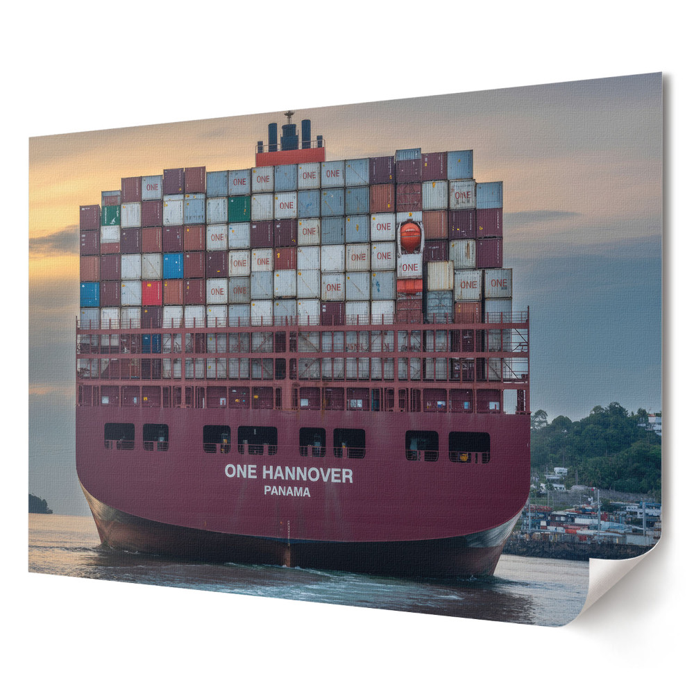 Poster de perete elegant O navă container gigantică în port
