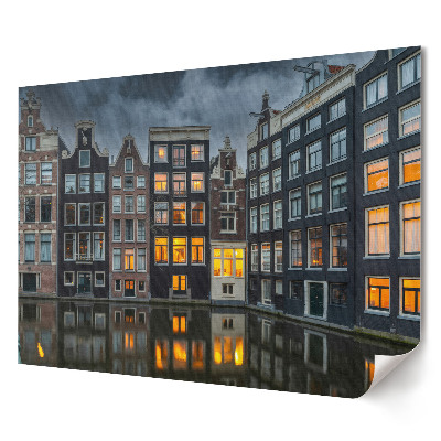 Poster stilat pentru living Case de locuit din Amsterdam la amurg