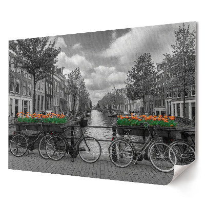 Tablou canvas modern Biciclete și lalele în Amsterdam
