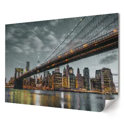 Poster de perete elegant cu peisajul nocturn al podului din New York
