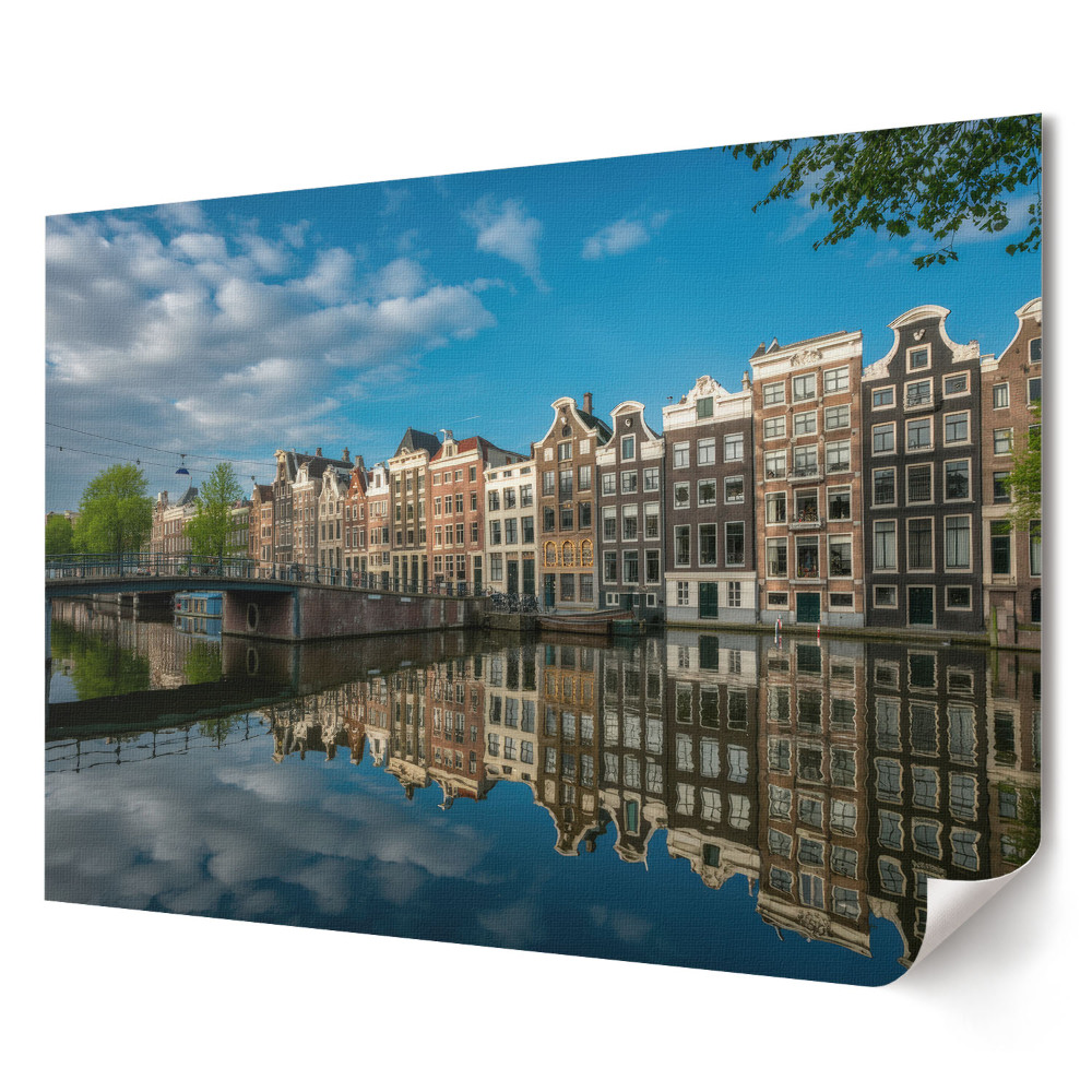 Tablou canvas modern Canalele din Amsterdam și casele de apartamente colorate